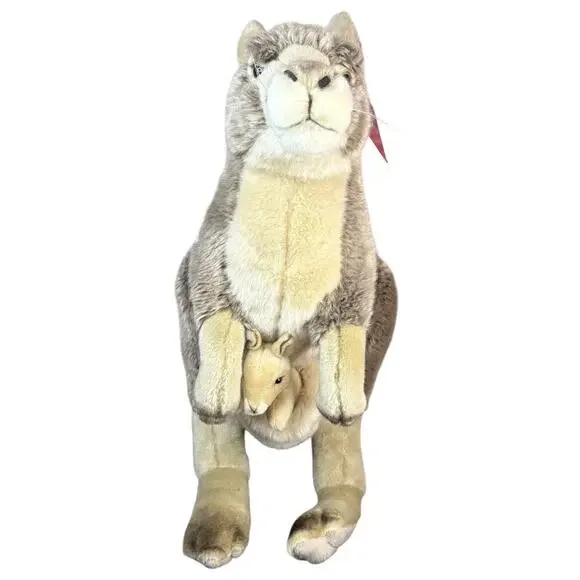 NEW FAO Schwarz KANGAROO & BABY JOEY 18" Tall Large Plush Stuffed Animal Toy NWT - Picture 8 of 16